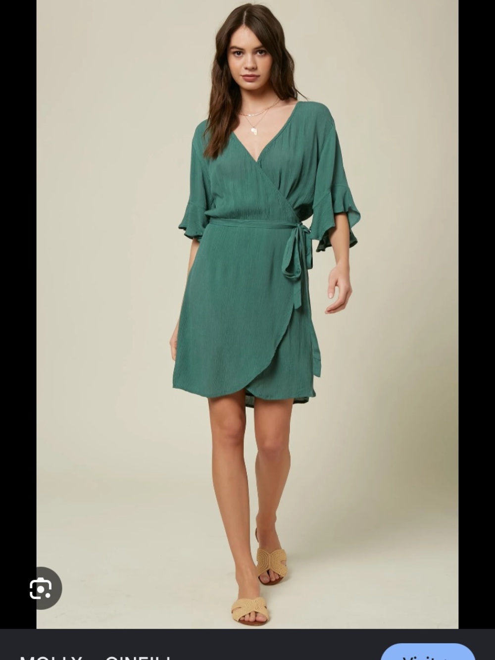 O'Neill Sage Green Wrap Midi Dress